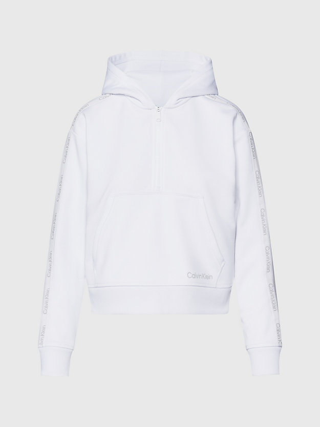 brilliant white korte french terry hoodie voor dames - 