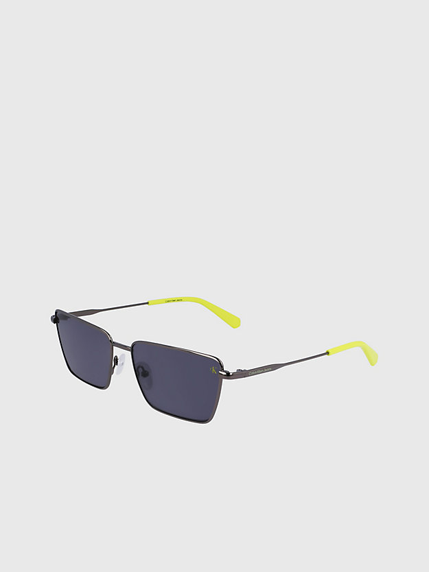 dark ruthenium/gray prostokątne okulary przeciwsłoneczne ckj22217s dla unisex - calvin klein jeans