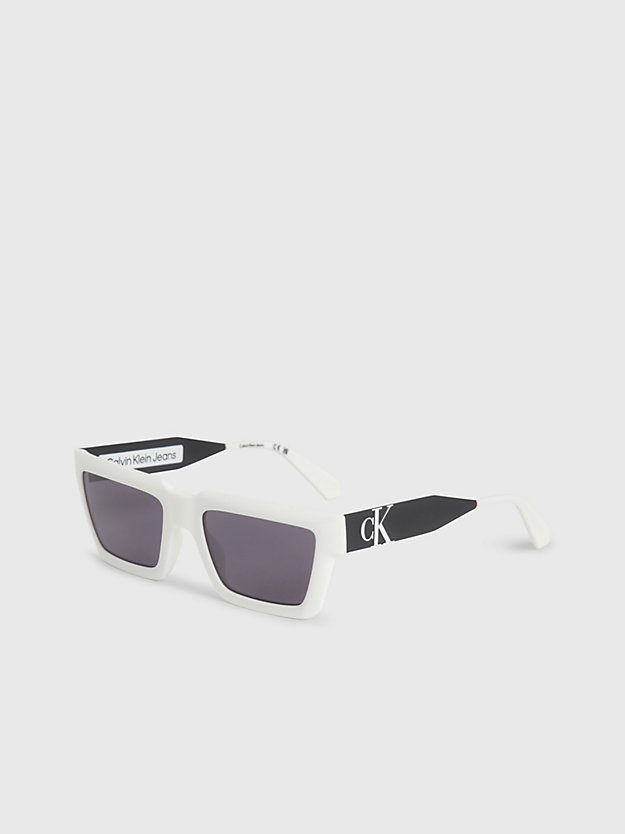 occhiali da sole rettangolari ck22114s white da unisex calvin klein jeans