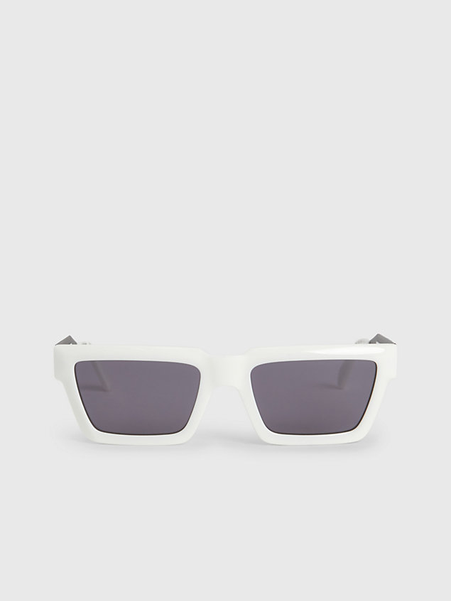 occhiali da sole rettangolari ck22114s white da unisex calvin klein jeans