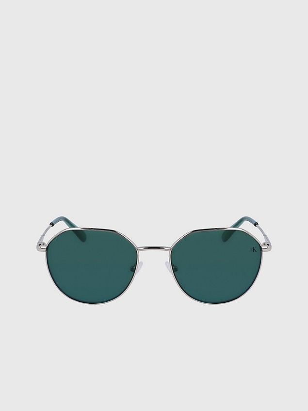 silver okrągłe okulary przeciwsłoneczne ckj23201s dla unisex - calvin klein jeans