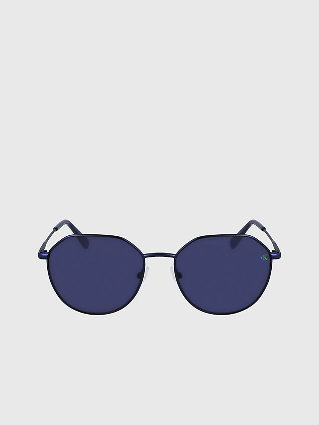 blue okrągłe okulary przeciwsłoneczne ckj23201s dla unisex - calvin klein jeans