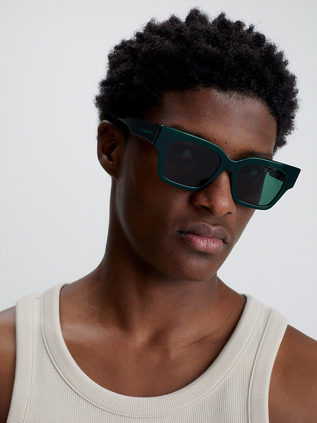 occhiali da sole rettangolari ckj23601s green da unisex calvin klein jeans