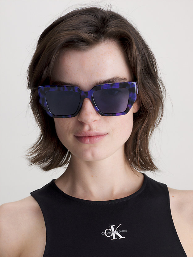 violet havana butterfly sunglasses ckj23608s for women calvin klein jeans