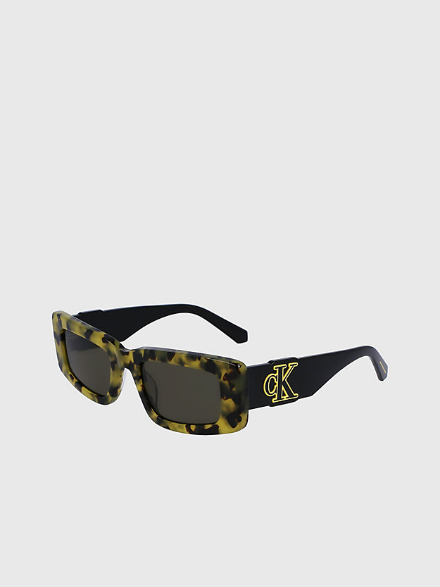 yellow havana prostokątne okulary przeciwsłoneczne ckj23609s dla unisex - calvin klein jeans