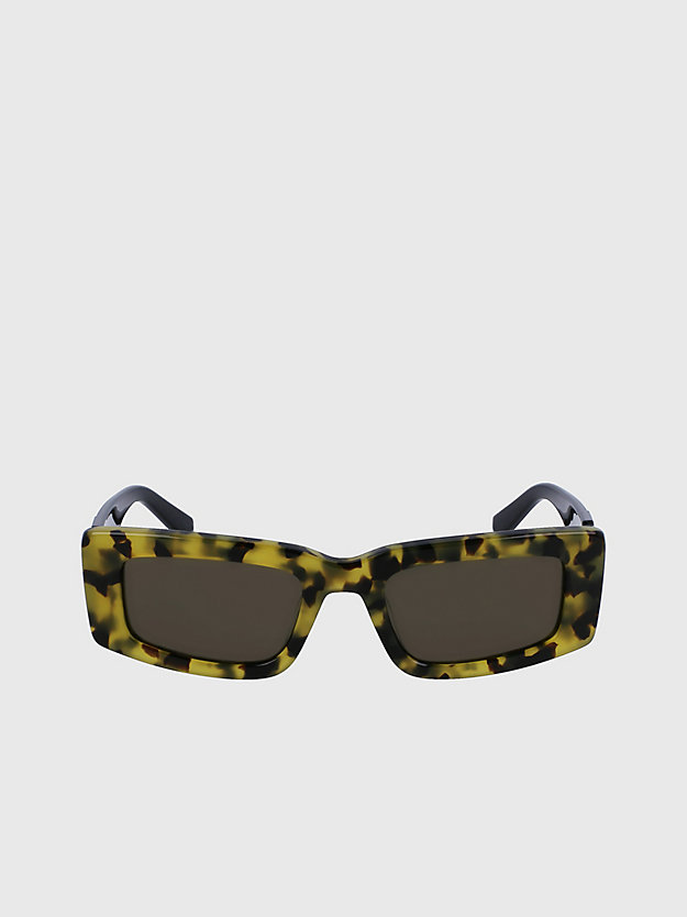 yellow havana prostokątne okulary przeciwsłoneczne ckj23609s dla unisex - calvin klein jeans