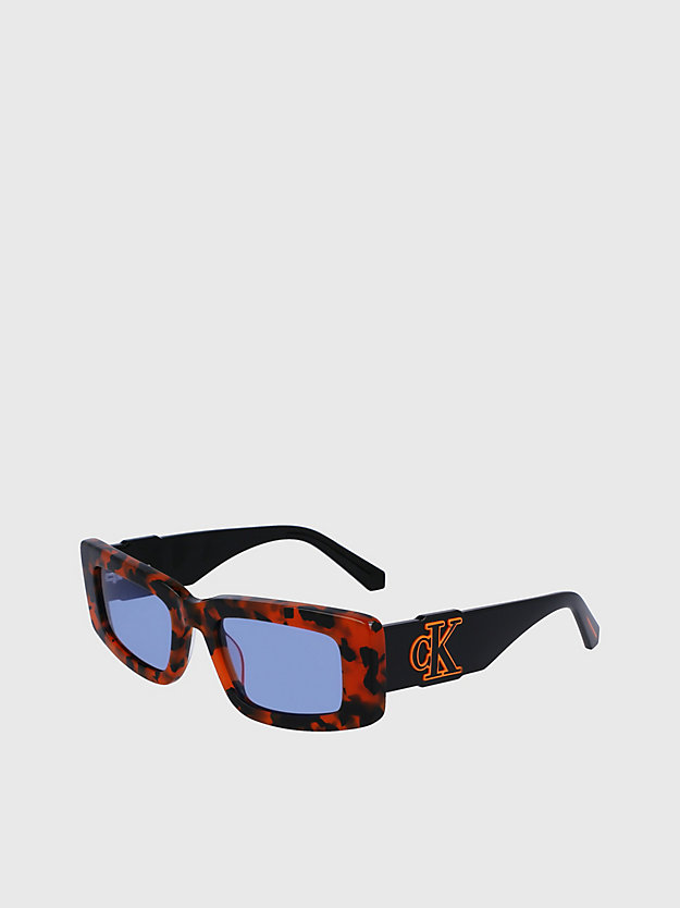 ORANGE HAVANA Prostokątne okulary przeciwsłoneczne CKJ23609S dla Unisex CALVIN KLEIN JEANS
