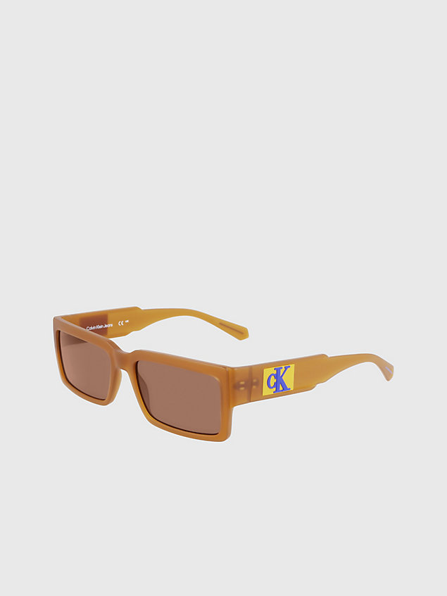 brown rechthoekige zonnebril ckj23623s voor heren - calvin klein jeans