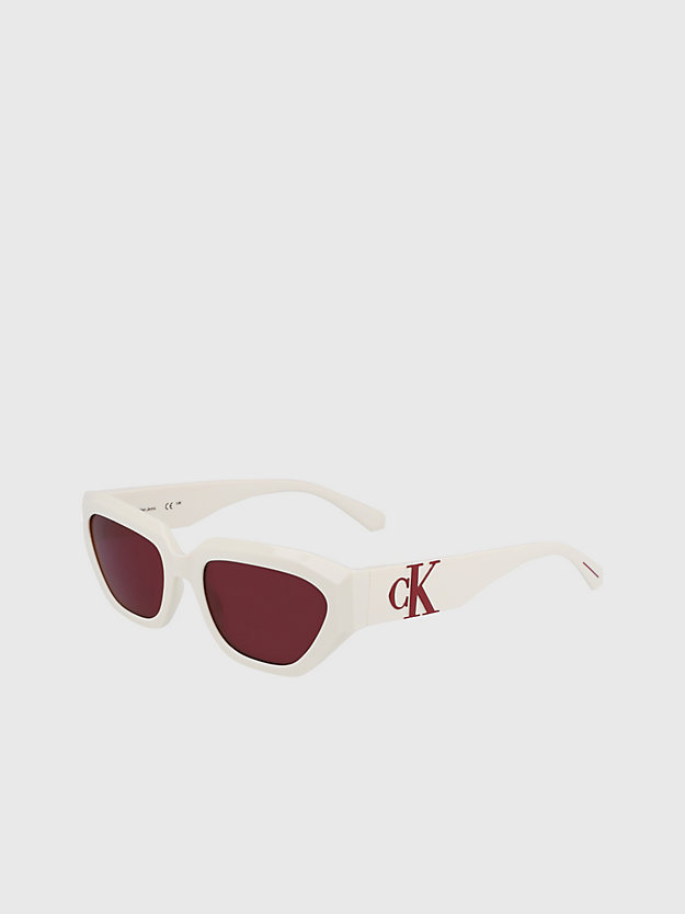 lunettes de soleil rectangulaires ckj23652s ivory pour unisex calvin klein jeans
