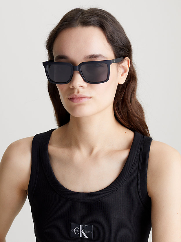 matte black square sunglasses ckj23659s for unisex calvin klein jeans