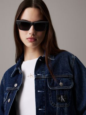 lunettes de soleil rectangulaires modifiées ckj24602s black pour adultes genre inclusif calvin klein jeans