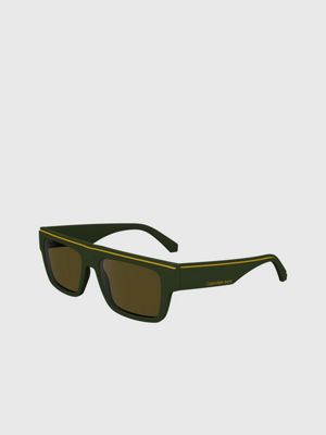 khaki modified rectangle sunglasses ckj24603s for men calvin klein jeans