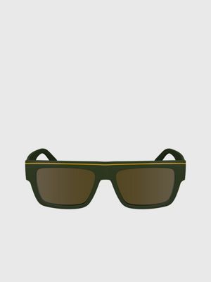 khaki modified rectangle sunglasses ckj24603s for men calvin klein jeans