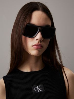 black modified rectangle sunglasses ckj24605s for adults gender inclusive calvin klein jeans