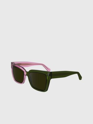 pink to khaki modified rectangle sunglasses ckj24606s for women calvin klein jeans