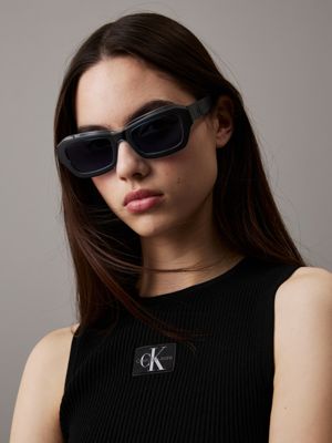 black modified rectangle sunglasses ckj24608s for adults gender inclusive calvin klein jeans