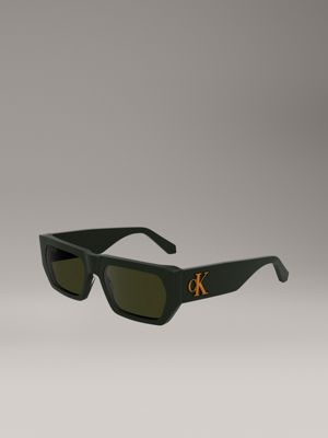 khaki modified rectangle sunglasses ckj24625s for adults gender inclusive calvin klein jeans