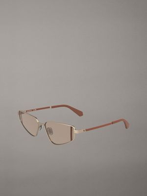 matte rose gold cat eye sunglasses ckj25200s for women calvin klein jeans