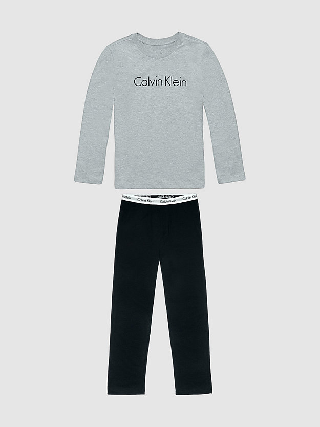 grey heather w/ black boys pyjama set - modern cotton for boys calvin klein