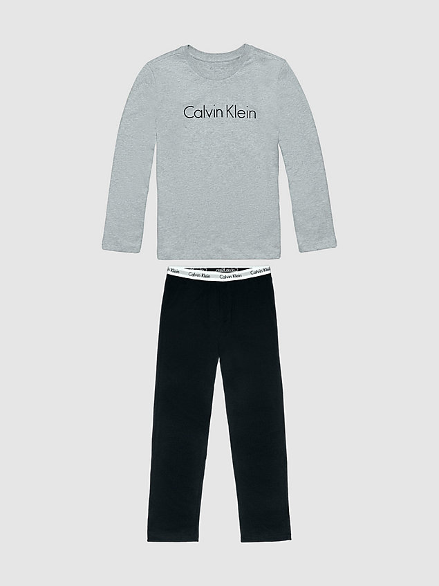 grey boys pyjama set - modern cotton for boys calvin klein