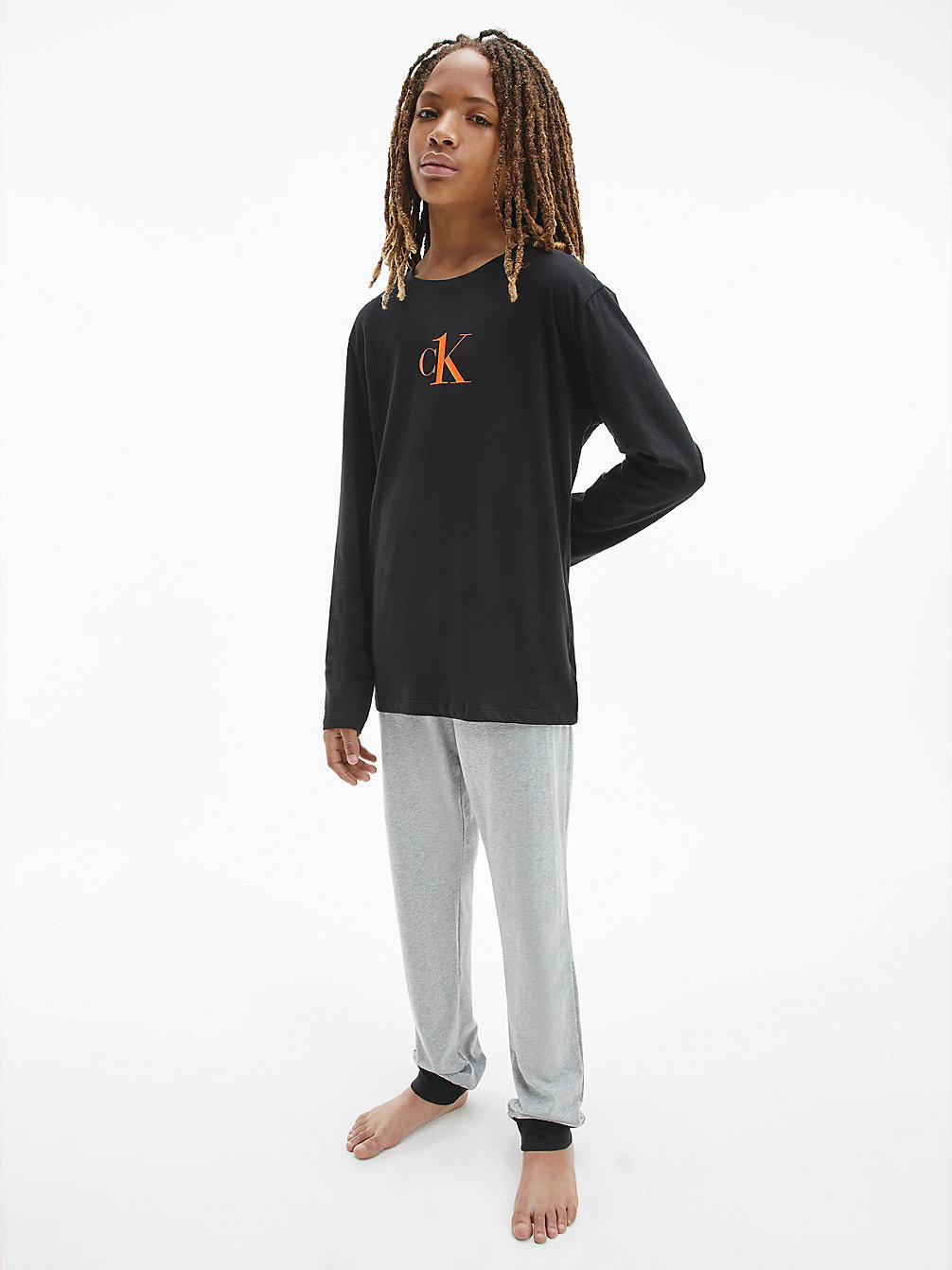 PVHBLACK/W/GREYHEATHER Organic Cotton Pyjama Set - CK One undefined boys Calvin Klein