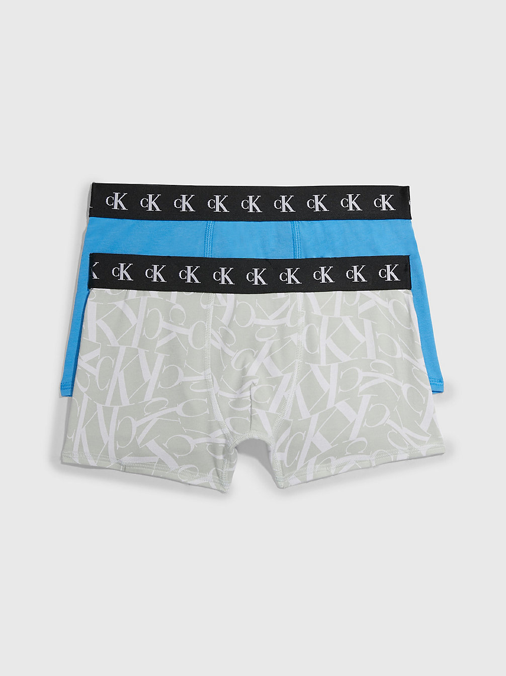 WARPEDLOGOPRINTSAGE/BLUECRUSH 2 Pack Boys Trunks - CK Monogram undefined boys Calvin Klein
