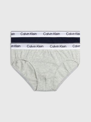 Calvin Klein - Girls Grey & White Cotton Knickers (2 Pack