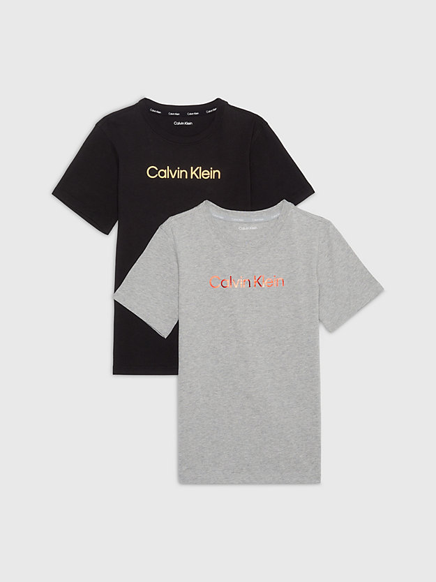pvhblack/greyheather 2 pack boys t-shirts - modern cotton for boys calvin klein