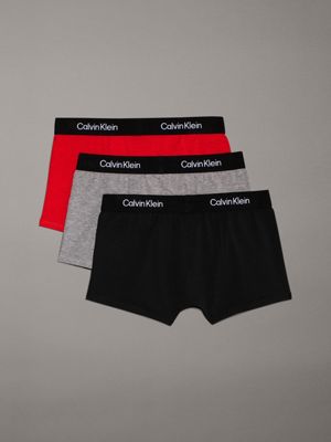 flamingchili/greyheather/pvhblack 3 pack boys trunks - ck96 for boys calvin klein jeans