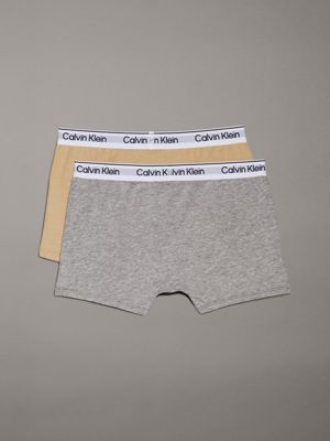 travertine/greyheather 2 pack boys trunks - modern cotton for boys calvin klein jeans