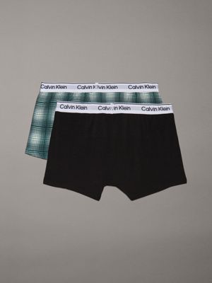 mc check aop/pvh black 2 pack boys trunks - modern cotton for boys calvin klein jeans