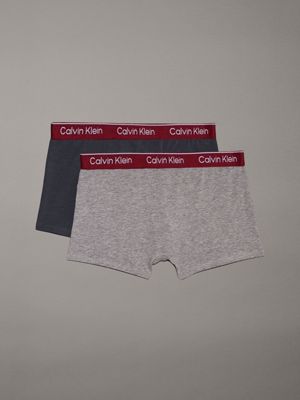 greyheather/ebony 2 pack boys trunks - modern cotton for boys calvin klein jeans