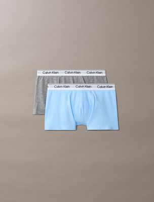 blue 2 pack boys trunks - icon cotton stretch for boys calvin klein jeans
