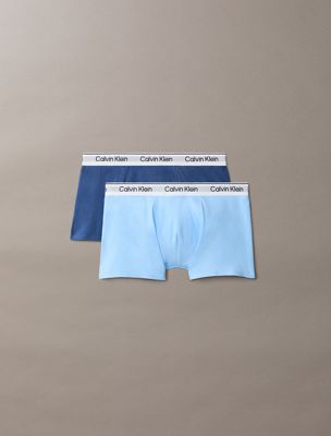 blue 2 pack boys trunks - icon cotton stretch for boys calvin klein jeans