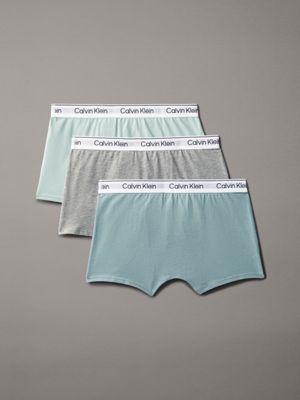 bluesurf/trooper/greyheather 3 pack boys trunks - icon cotton stretch for boys calvin klein jeans