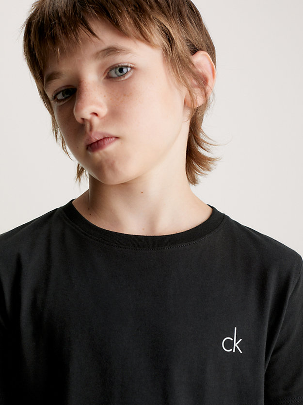 white / black 2 pack boys lounge t-shirts - modern cotton for boys calvin klein