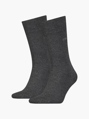 grey 2 pack crew socks for men calvin klein