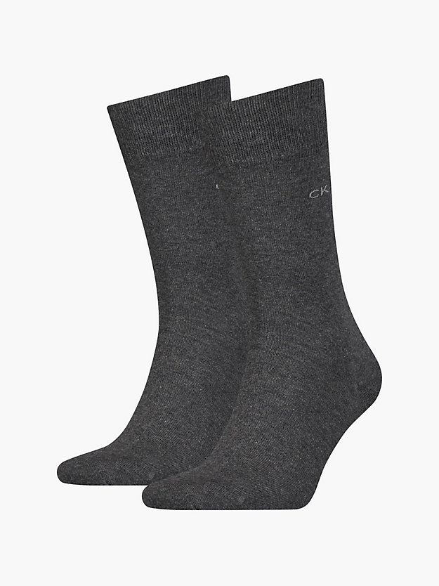 dark grey melange 2 pack crew socks for men calvin klein