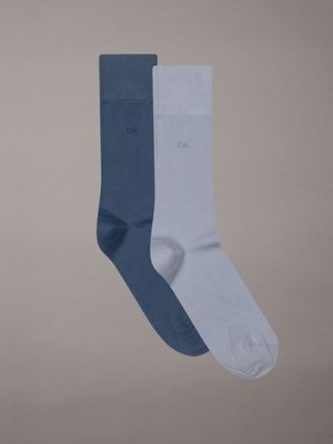 blue 2 pack crew socks for men calvin klein