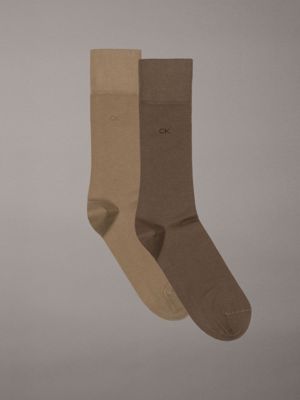 khaki 2 pack crew socks for men calvin klein