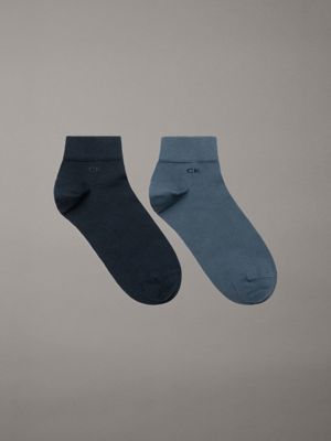 blue 2 pack ankle socks for men calvin klein