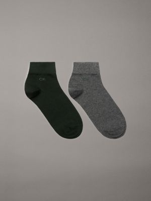 green 2 pack ankle socks for men calvin klein