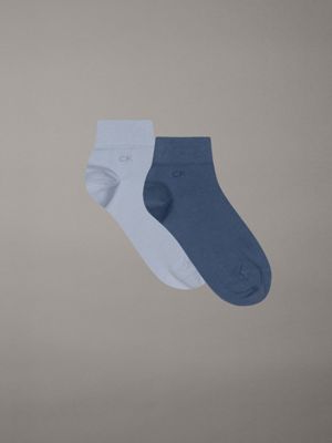 blue 2 pack ankle socks for men calvin klein