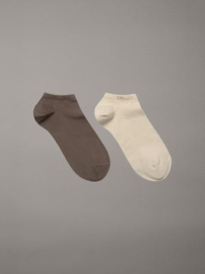 brown 2 pack ankle socks for men calvin klein