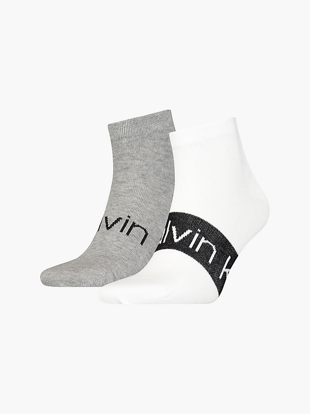 white 2 pack logo ankle socks for men calvin klein