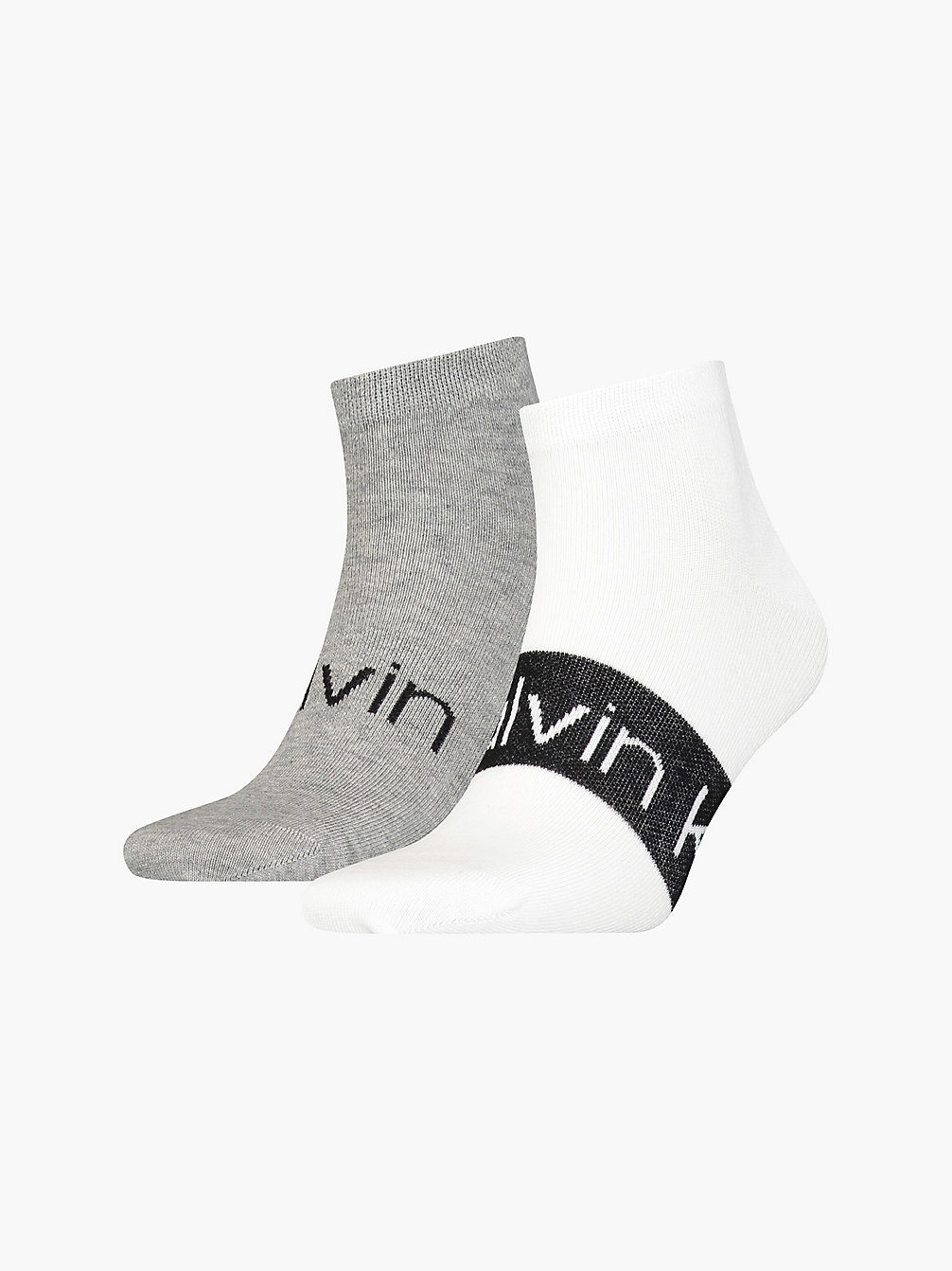 WHITE 2 Pack Logo Ankle Socks undefined men Calvin Klein