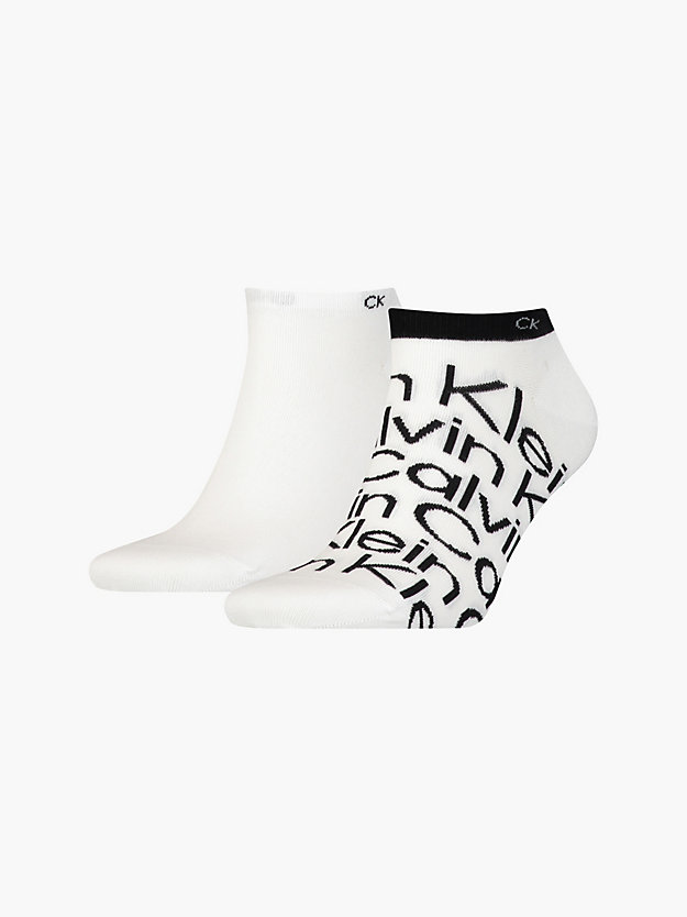 white 2 pack logo ankle socks for men calvin klein
