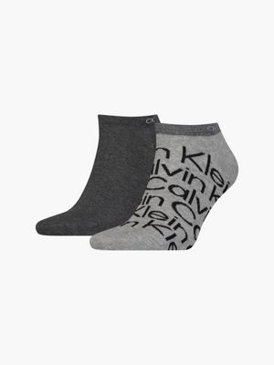 grey 2 pack logo ankle socks for men calvin klein