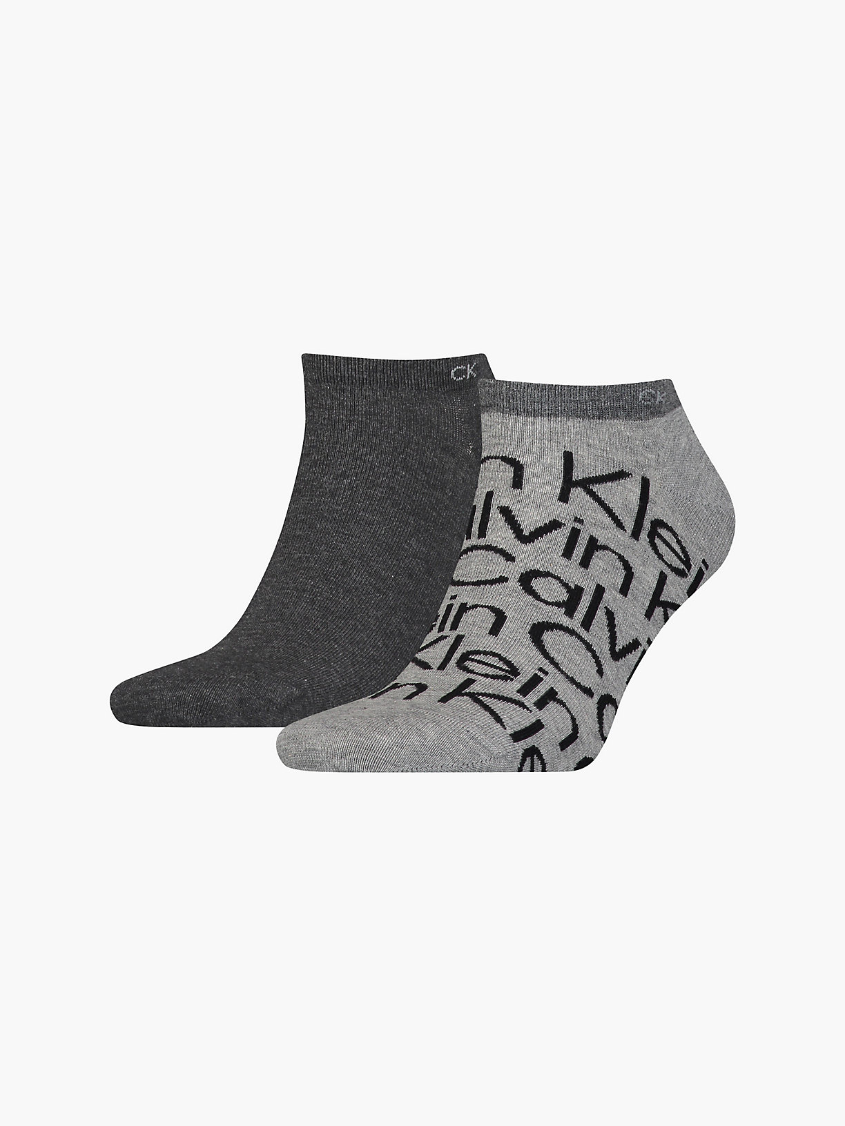 MID GREY MELANGE Pack de 2 pares de calcetines tobilleros con logo de hombre CALVIN KLEIN