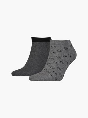 mid grey melange 2 pack logo ankle socks for men calvin klein